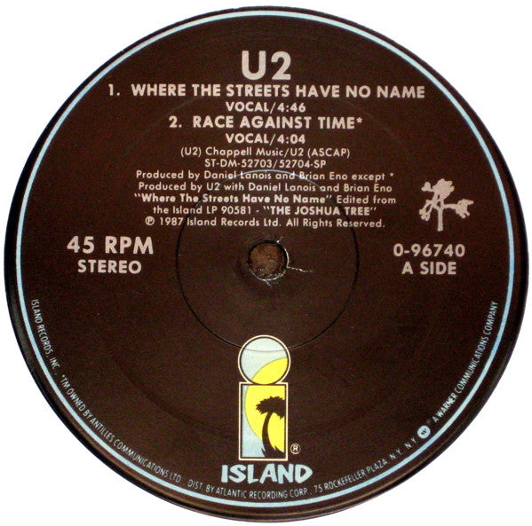 U2 : Where The Streets Have No Name (12", Spe)