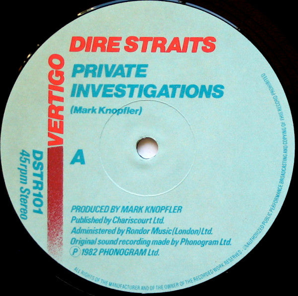 Dire Straits : Private Investigations (10", Single)