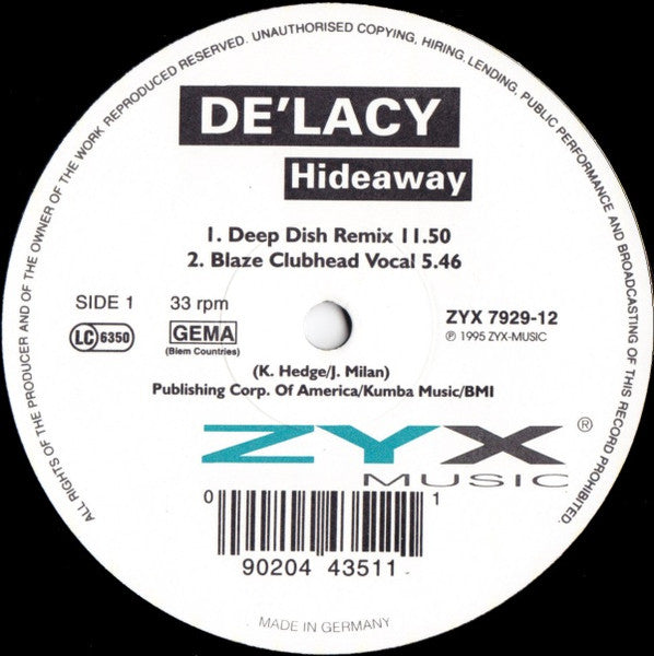 De'Lacy : Hideaway (12")