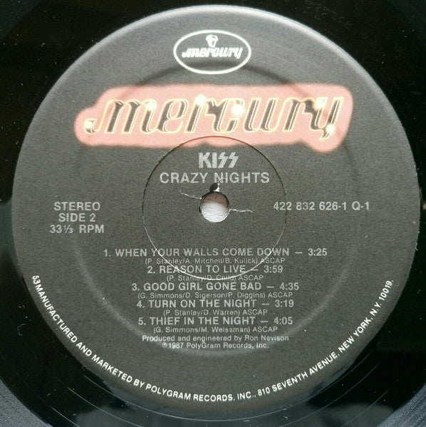 Kiss : Crazy Nights (LP, Album, 53)