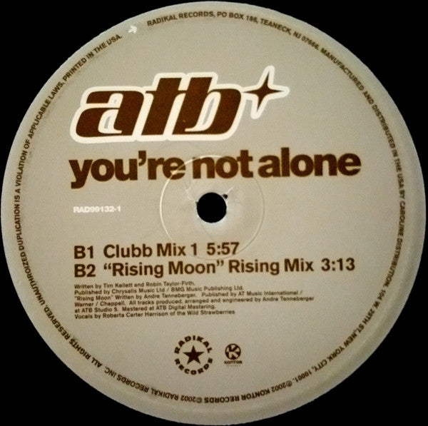 ATB : You're Not Alone (12")