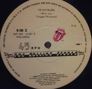The Rolling Stones : Te Extraño = Miss You (12")