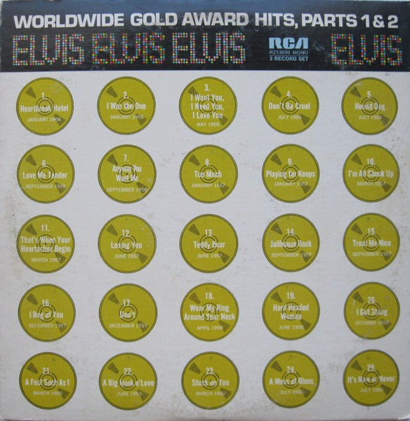 Elvis Presley : Worldwide Gold Award Hits, Parts 1 & 2 (2xLP, Comp, Mono, RP)