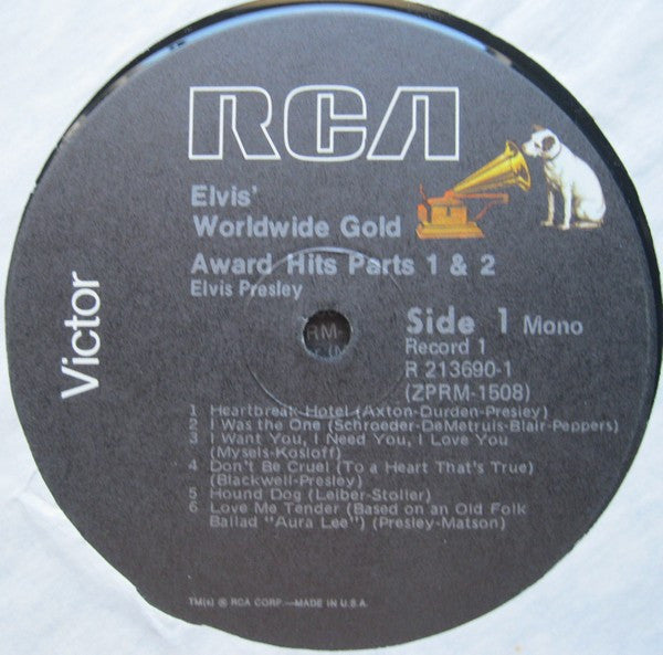 Elvis Presley : Worldwide Gold Award Hits, Parts 1 & 2 (2xLP, Comp, Mono, RP)