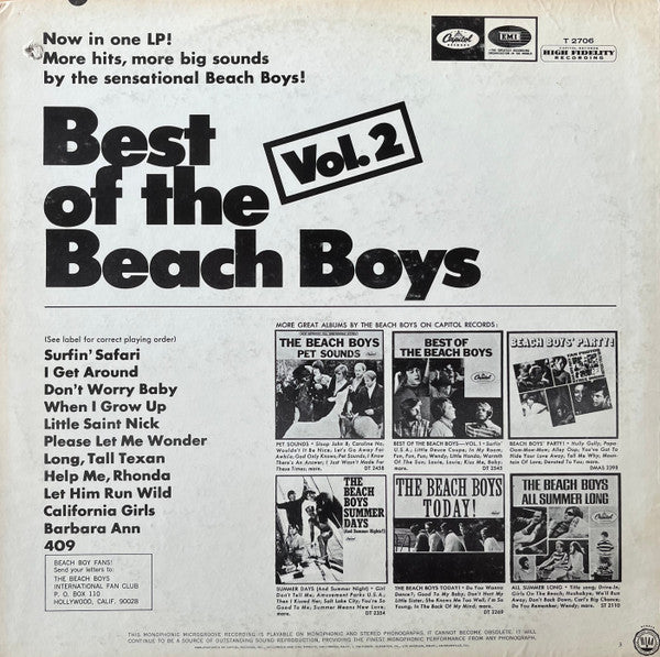 The Beach Boys : Best Of The Beach Boys Vol. 2 (LP, Comp, Mono)