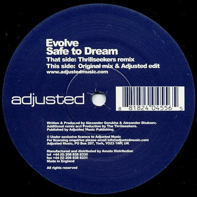 Evolve (2) : Safe To Dream (12")
