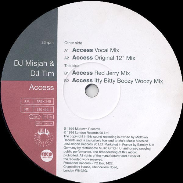 DJ Misjah & DJ Tim : Access (12")