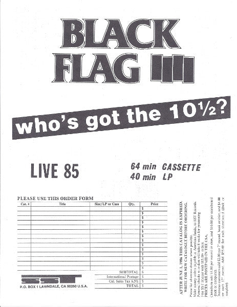 Black Flag : Who's Got The 10½? (LP, Album)