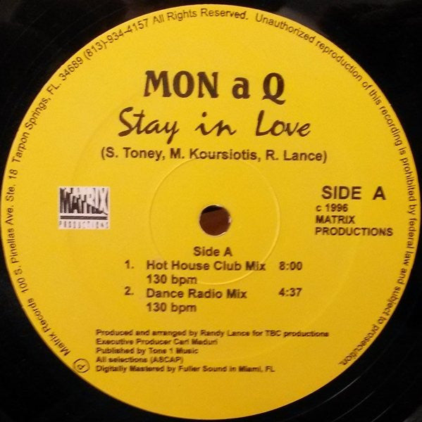 Mon a Q : Stay In Love (12", RP, Yel)