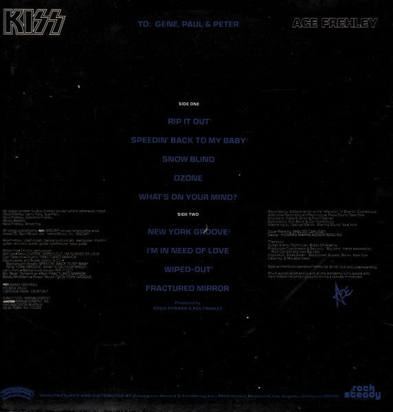 Kiss, Ace Frehley : Ace Frehley (LP, Album, Ter)