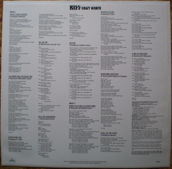 Kiss : Crazy Nights (LP, Album, RE, RM, 180)