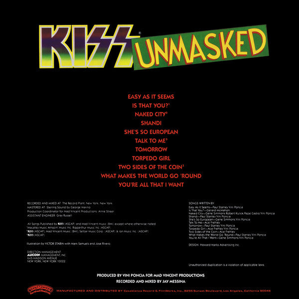 Kiss : Unmasked (LP, Album, 18,)