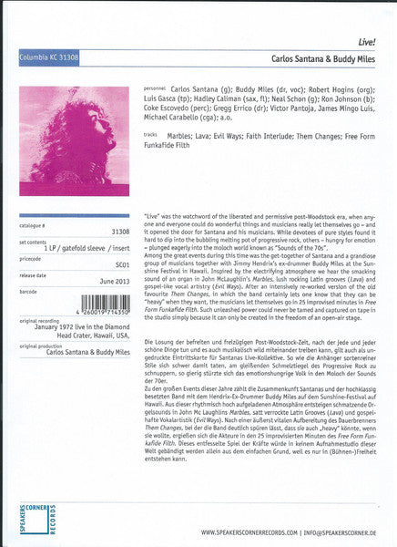 Carlos Santana, Buddy Miles - Carlos Santana & Buddy Miles! Live! [VG+/VG+]